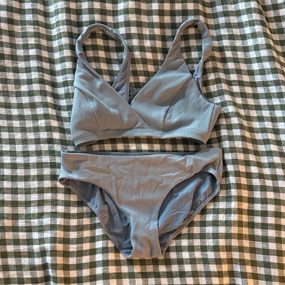 lululemon athletica Ribbed Light Blue Two-Piece Swim Set